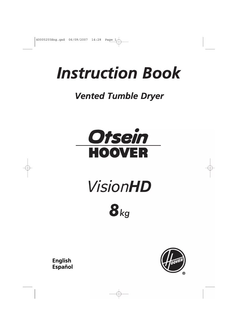 Page 1 de la notice Manuel utilisateur Otsein-Hoover VOHV 380-37