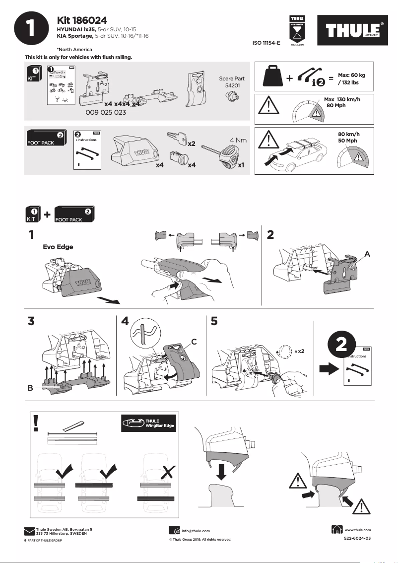 Page 1 de la notice Manuel utilisateur Thule Kit 186024