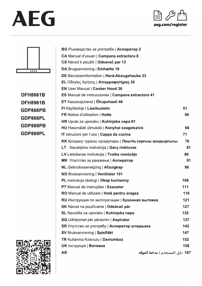 Page 1 de la notice Manuel utilisateur AEG GDP869PB