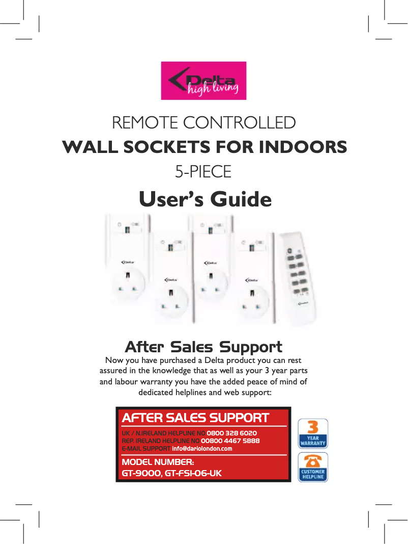 Page 1 de la notice Manuel utilisateur Delta GT-FSI-06