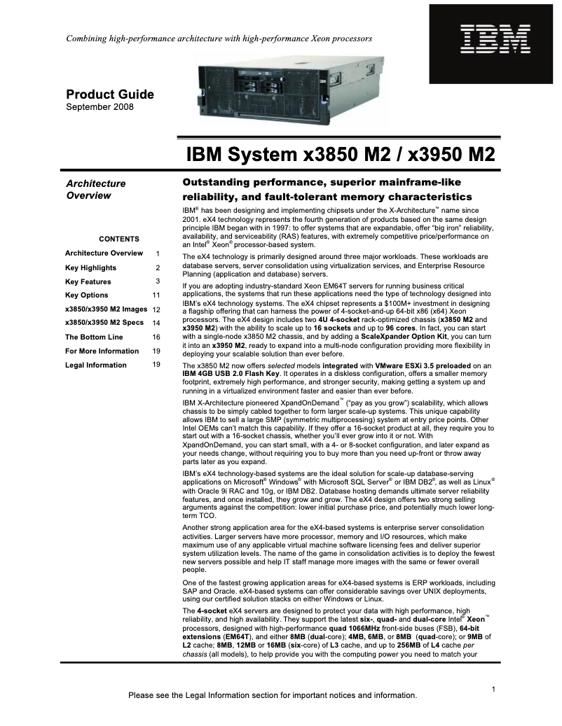 Page 1 de la notice Manuel utilisateur IBM eServer x3850 M2