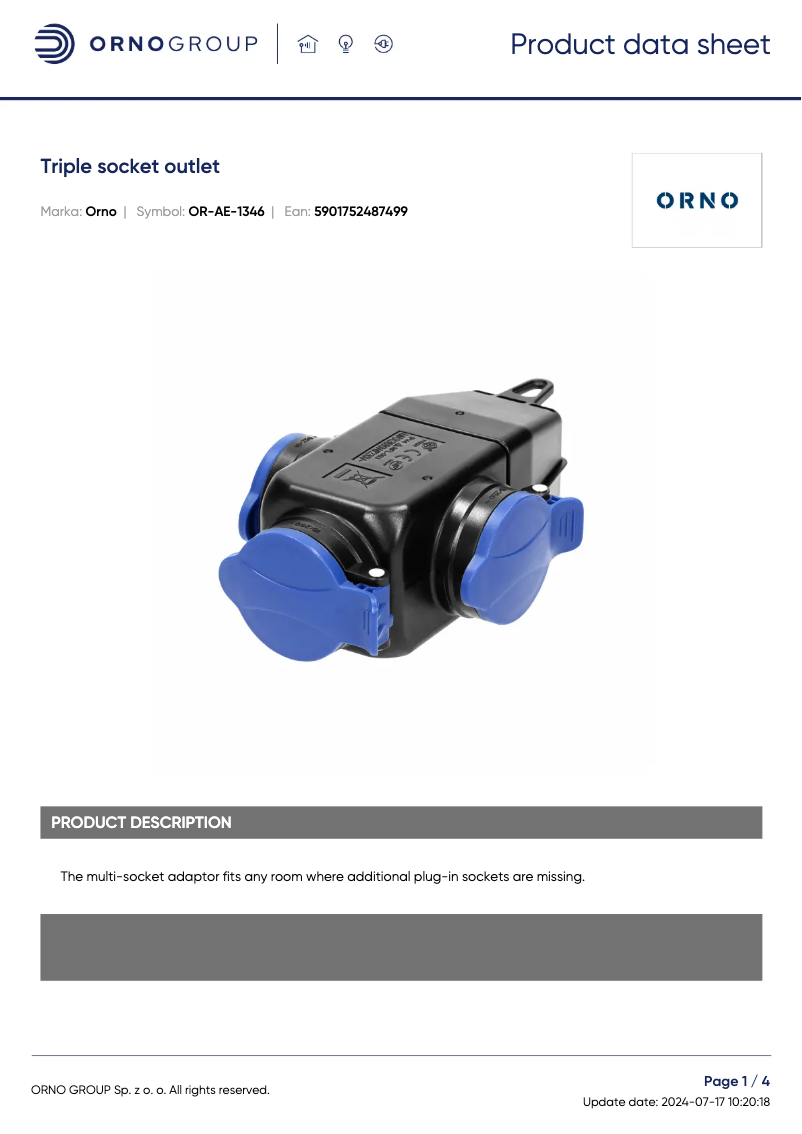 Image de la première page du manuel de l'appareil OR-AE-1346