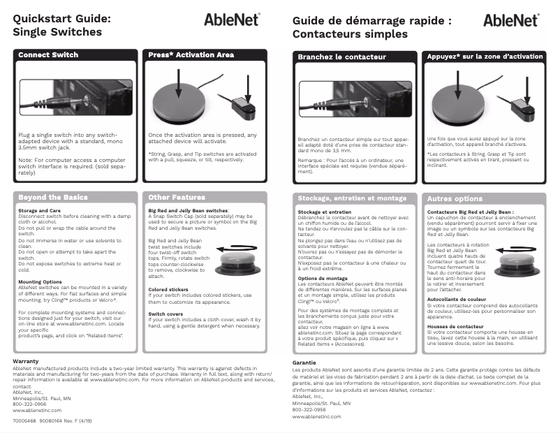 Page n°1 - Manuel utilisateur AbleNet Plate