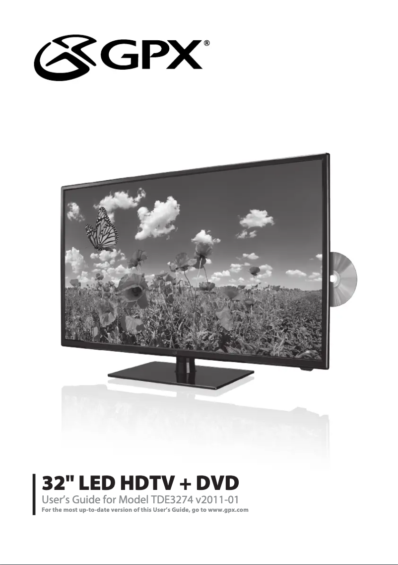 Page 1 de la notice Manuel utilisateur GPX TDE3274WP