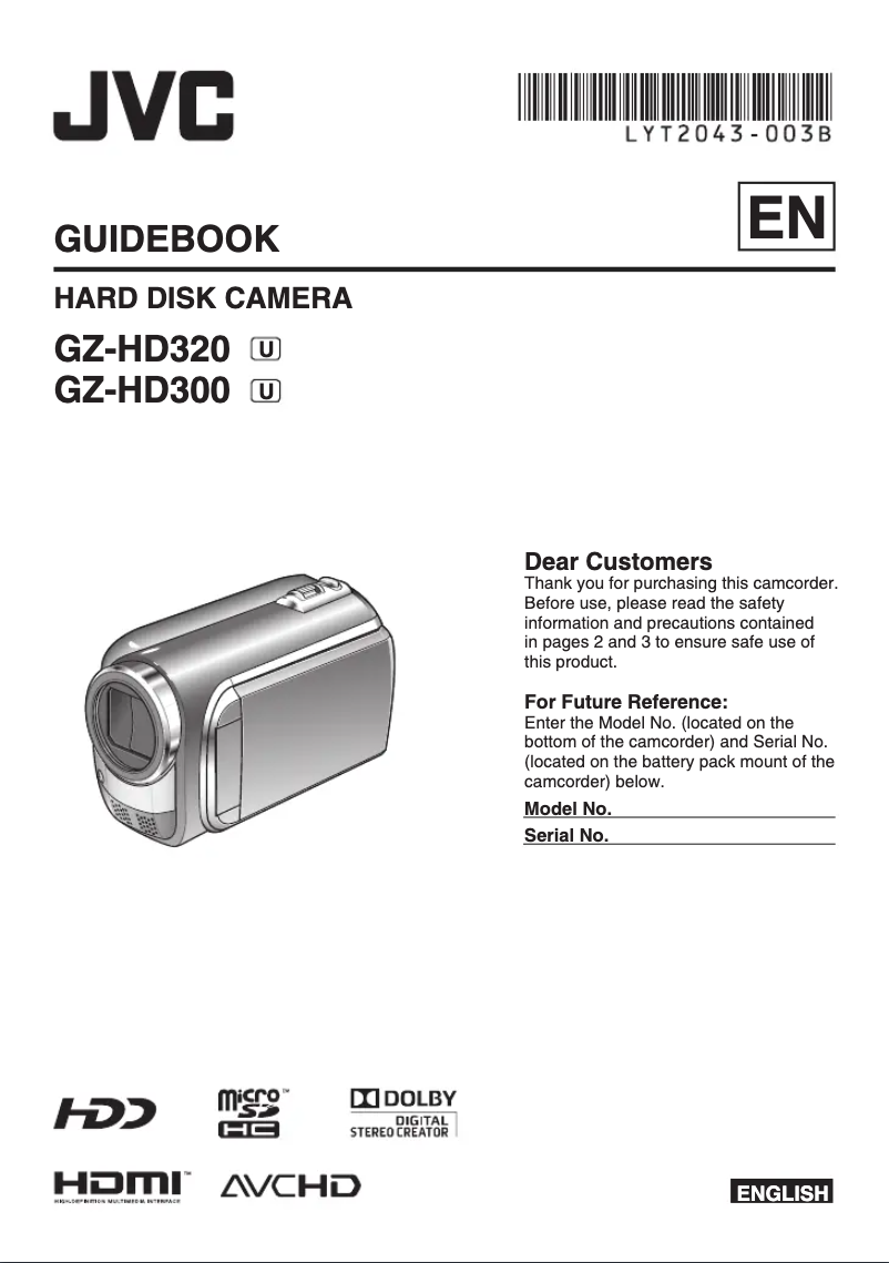 Page 1 of the manual User Manual JVC GZ-HD320