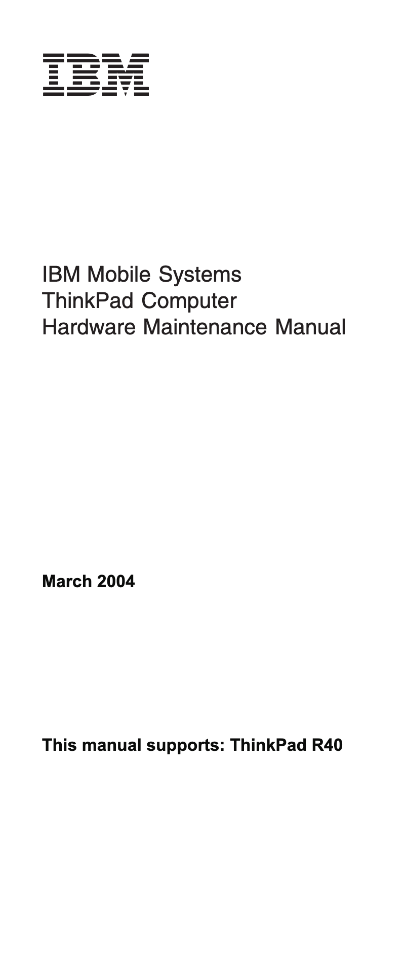 Page 1 de la notice Manuel utilisateur Lenovo ThinkPad R40