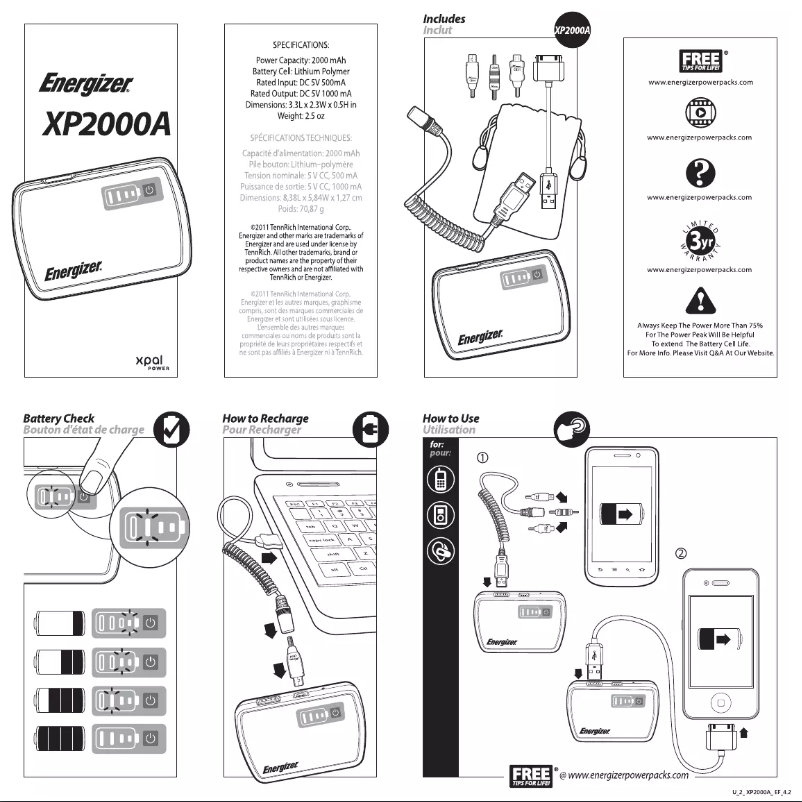 Image de la première page du manuel de l'appareil XP2000A