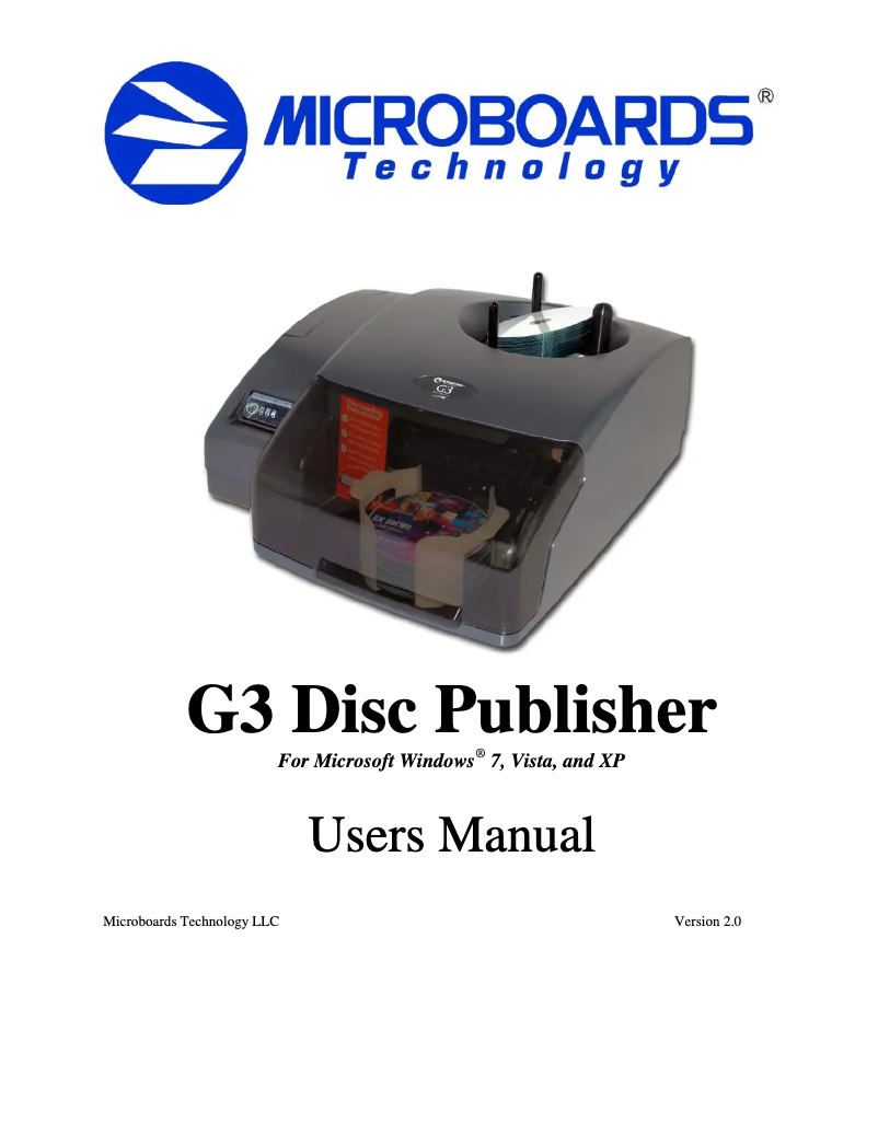 Page n°1 - Manuel utilisateur Microboards G3