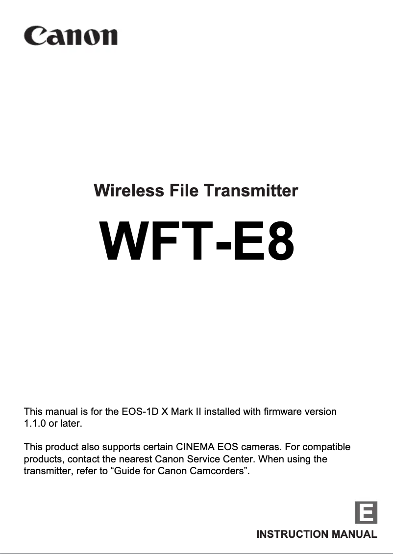 Page 1 de la notice Manuel utilisateur Canon WFT-E8