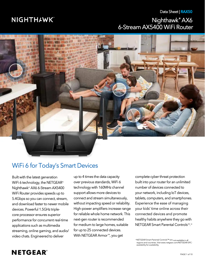 Page 1 de la notice Fiche technique Netgear Nighthawk RAX50v2