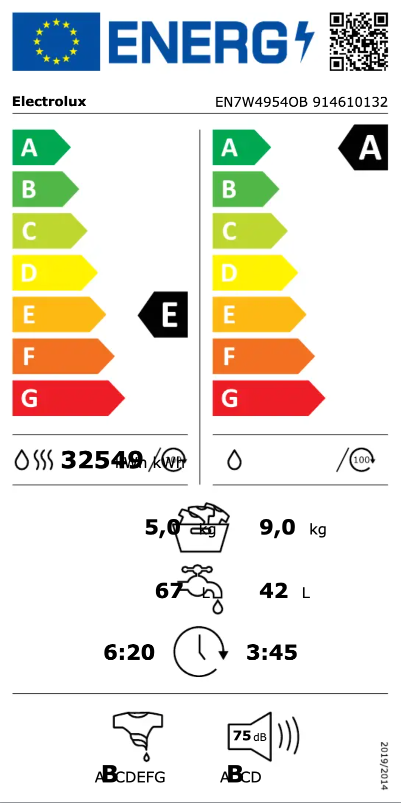 Página 1 del manual Etiqueta energética Electrolux EN7W4954OB