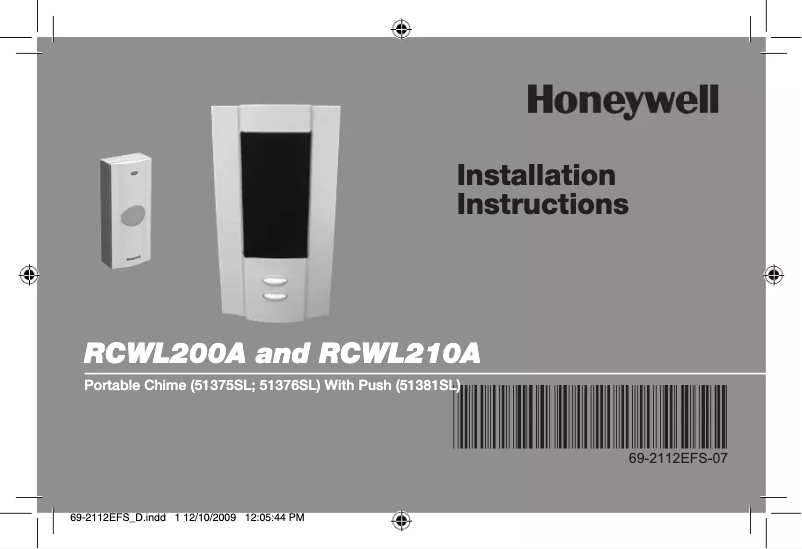 Page 1 de la notice Manuel utilisateur Honeywell RCWL200A