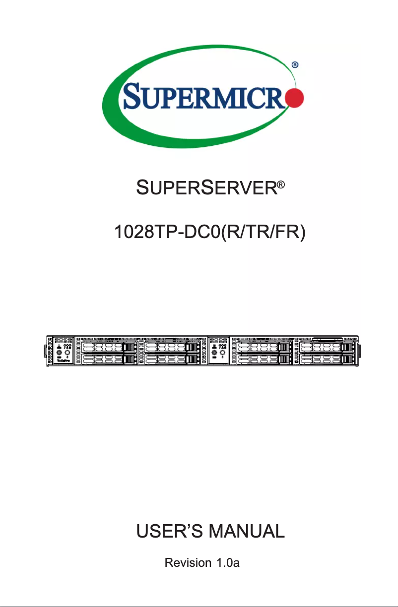 Page 1 de la notice Manuel utilisateur Supermicro SuperServer 1028TP-DC0