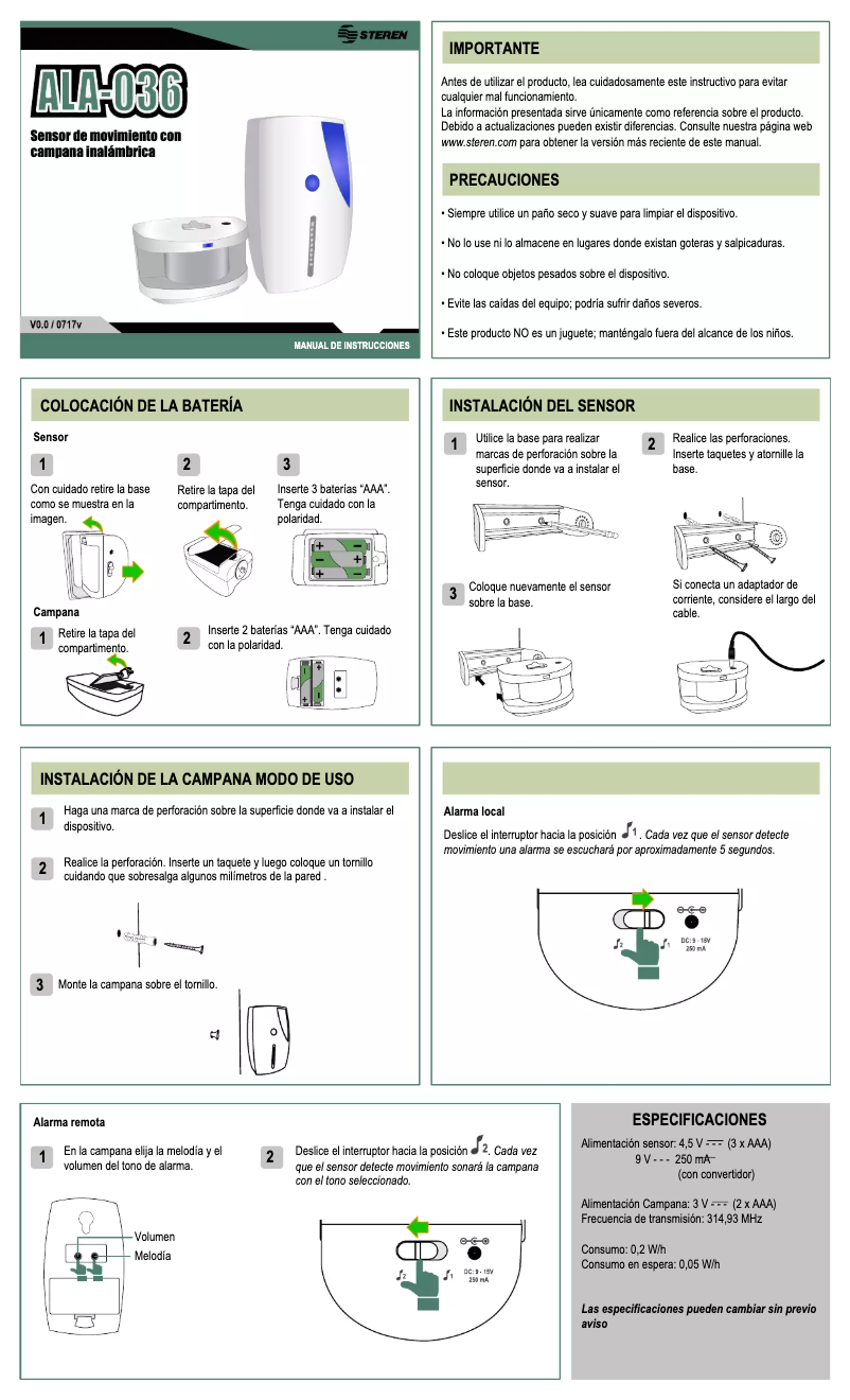 Image de la première page du manuel de l'appareil ALA-036