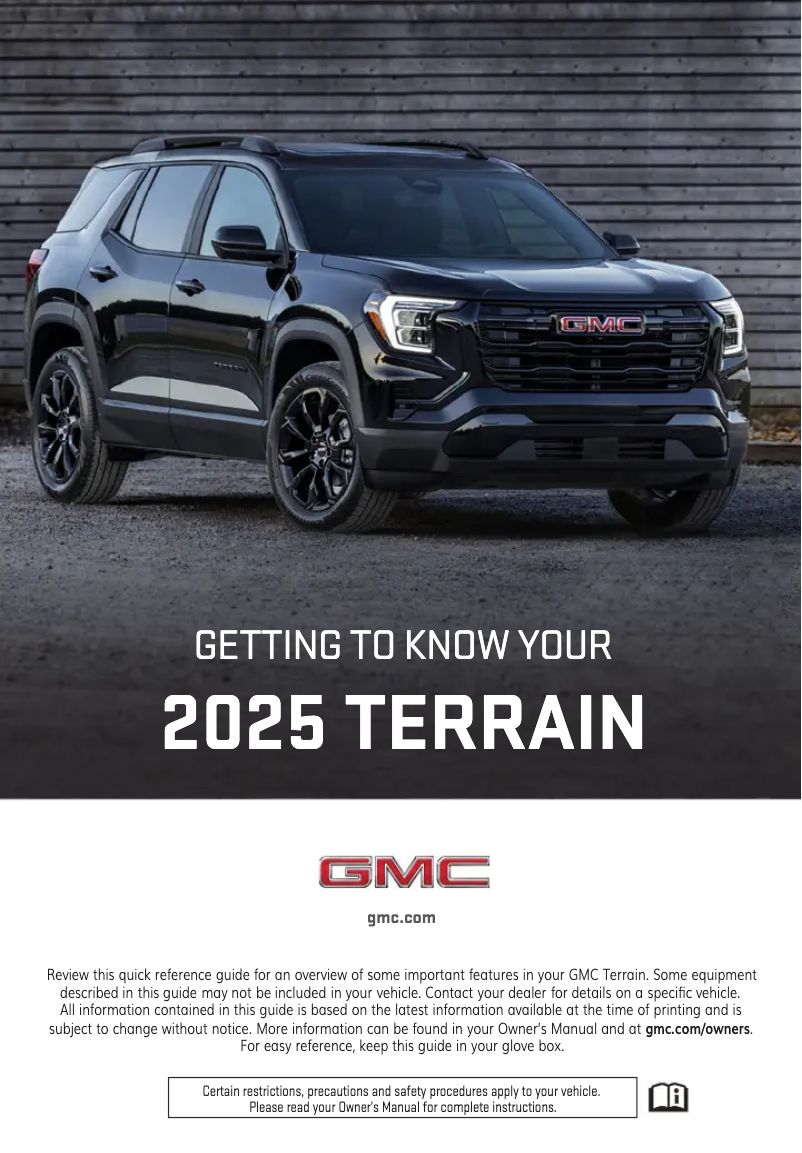 Page 1 de la notice Guide de démarrage rapide GMC Terrain (2025)