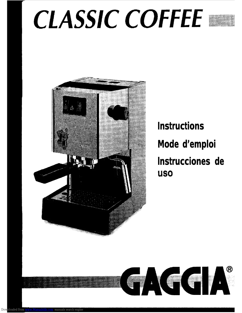 Page 1 de la notice Manuel utilisateur Gaggia Classic Coffee