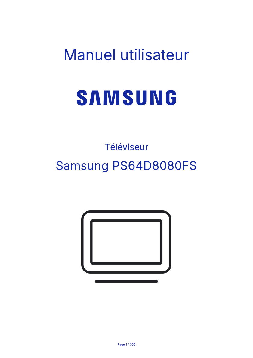 Page n°1 - Manuel utilisateur Samsung PS64D8080FS