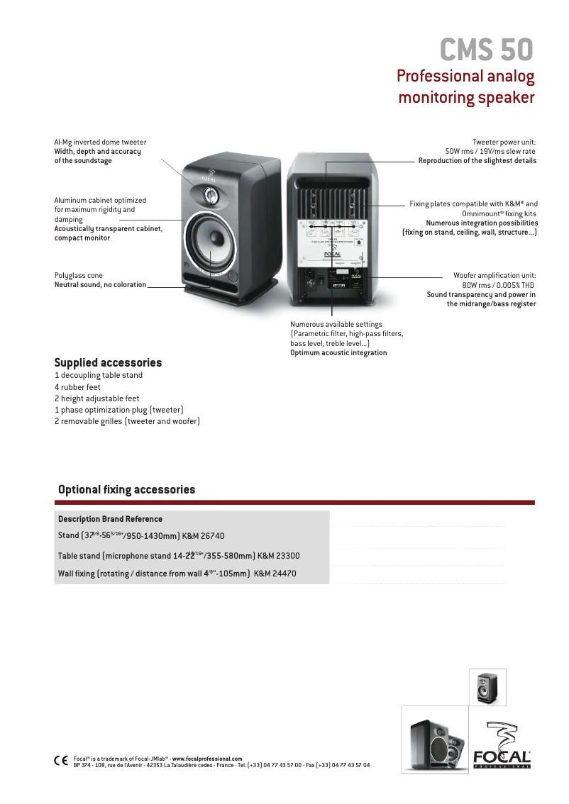 Page 1 de la notice Manuel utilisateur Focal CMS 50