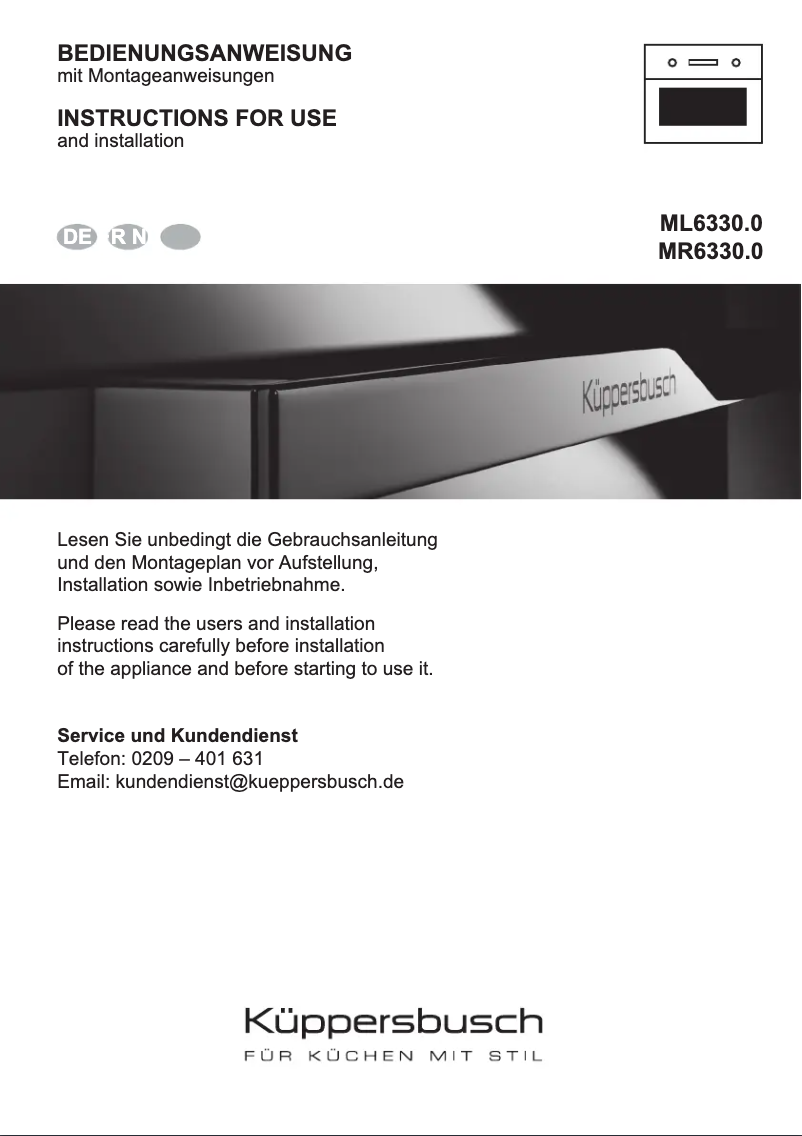 Page n°1 - Manuel utilisateur Küppersbusch ML6330.0S1