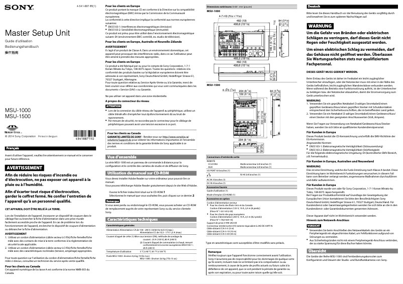 Page n°1 - Manuel utilisateur Sony MSU-1500