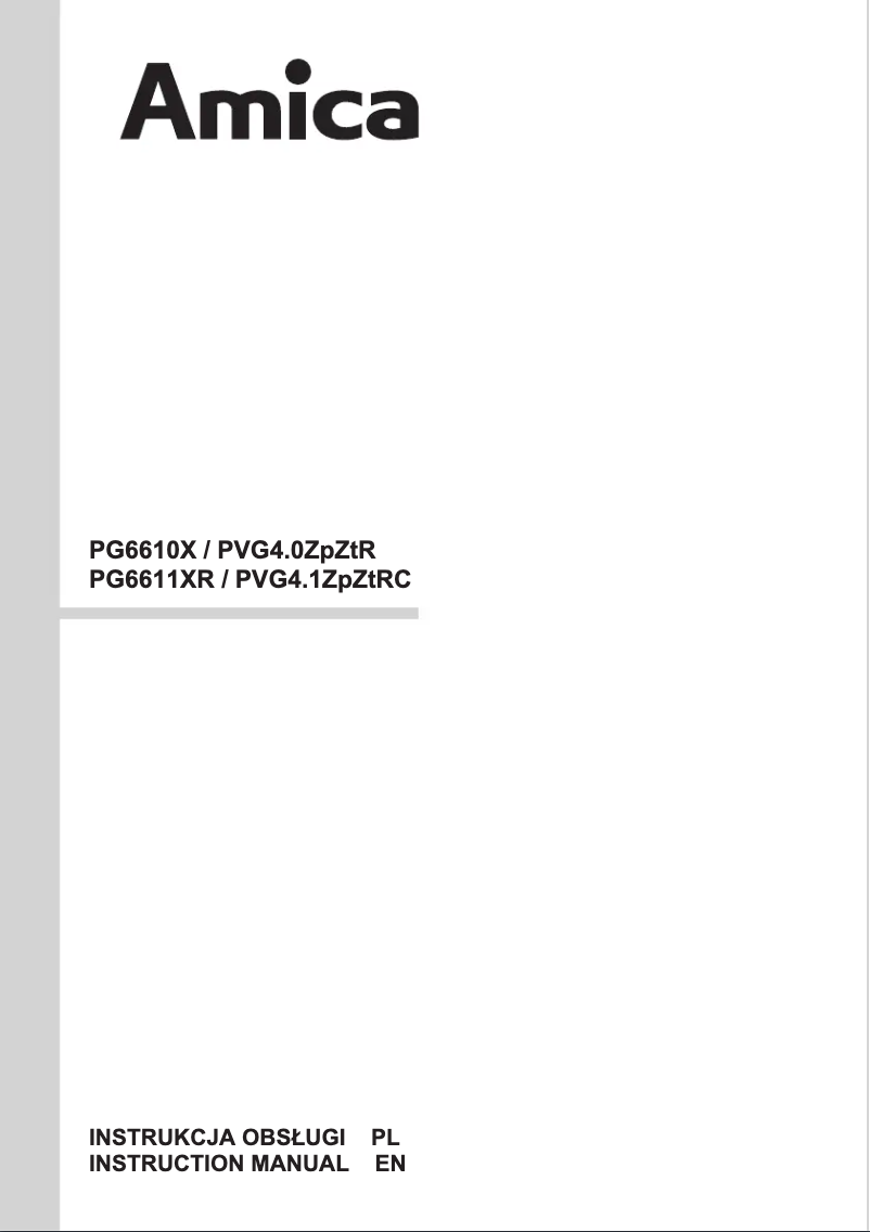Page n°1 - Manuel utilisateur Amica PG6610X