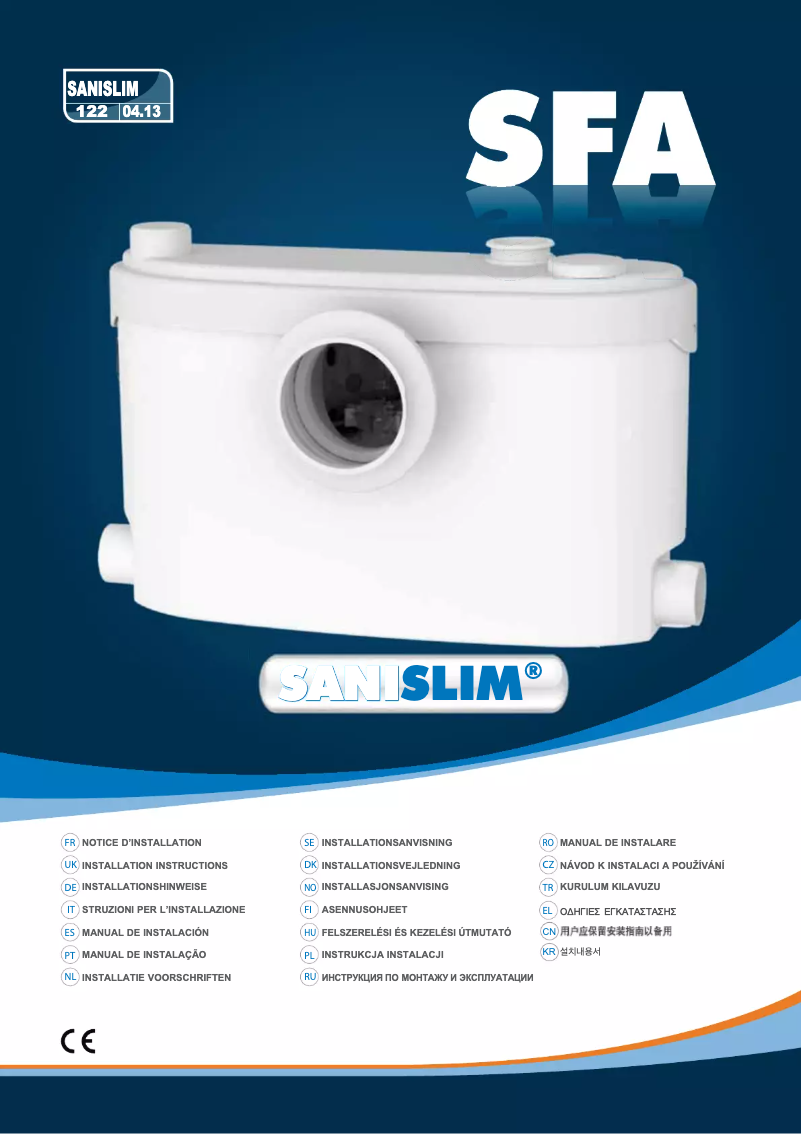 Page 1 de la notice Manuel utilisateur Sanibroyeur Sanislim