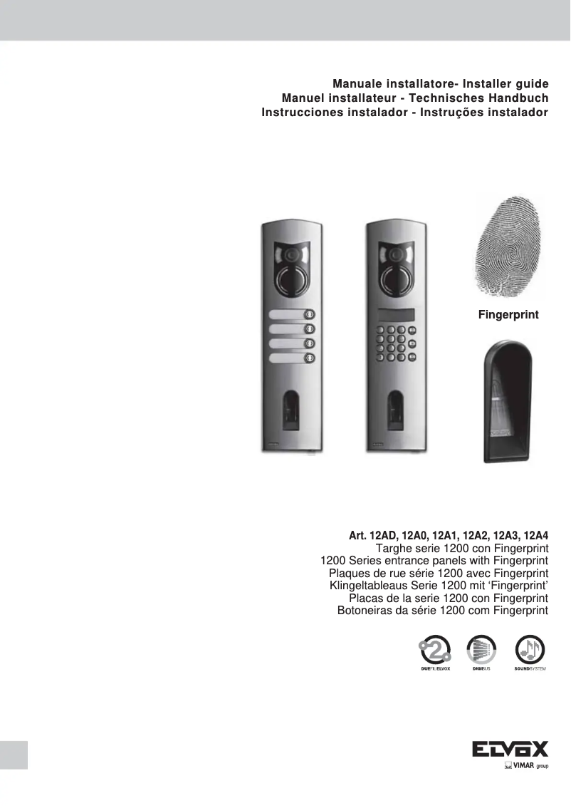 Page n°1 - Manuel utilisateur Vimar ELVOX 12AD