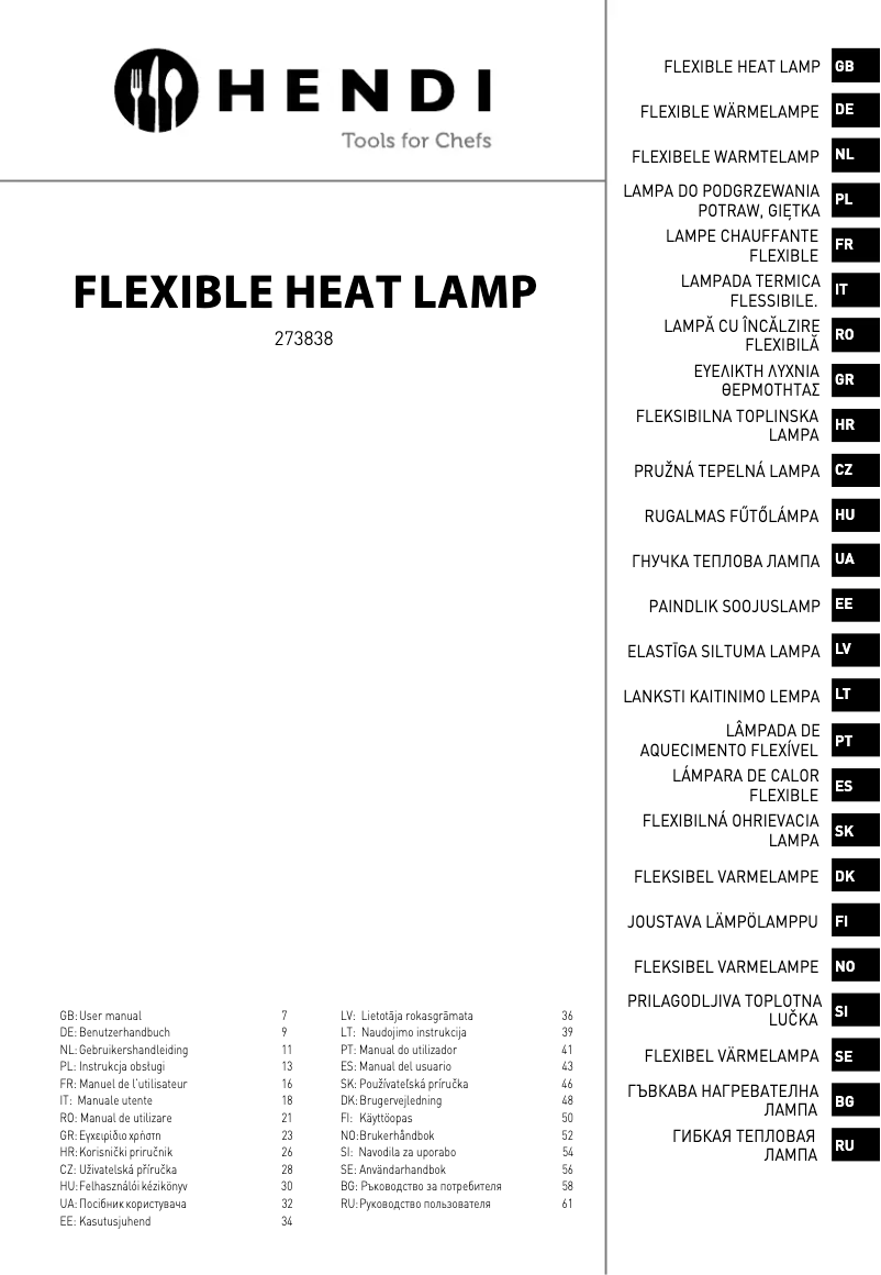 Page 1 de la notice Manuel utilisateur Hendi 273838