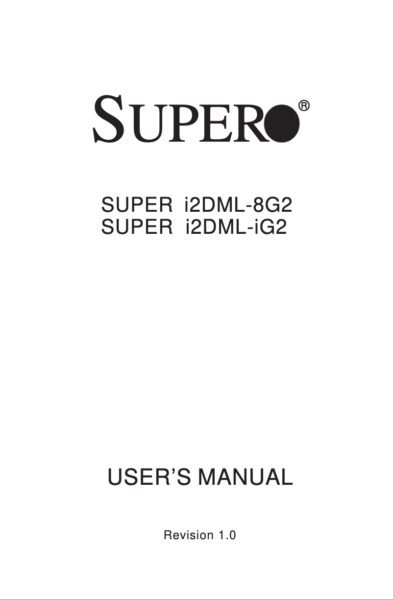 Page n°1 - Manuel utilisateur Supermicro I2DML-iG2