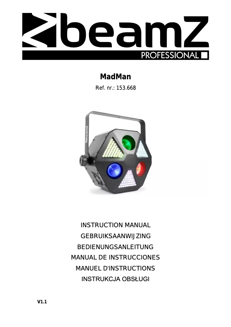 Page n°1 - Manuel utilisateur BeamZ MadMan