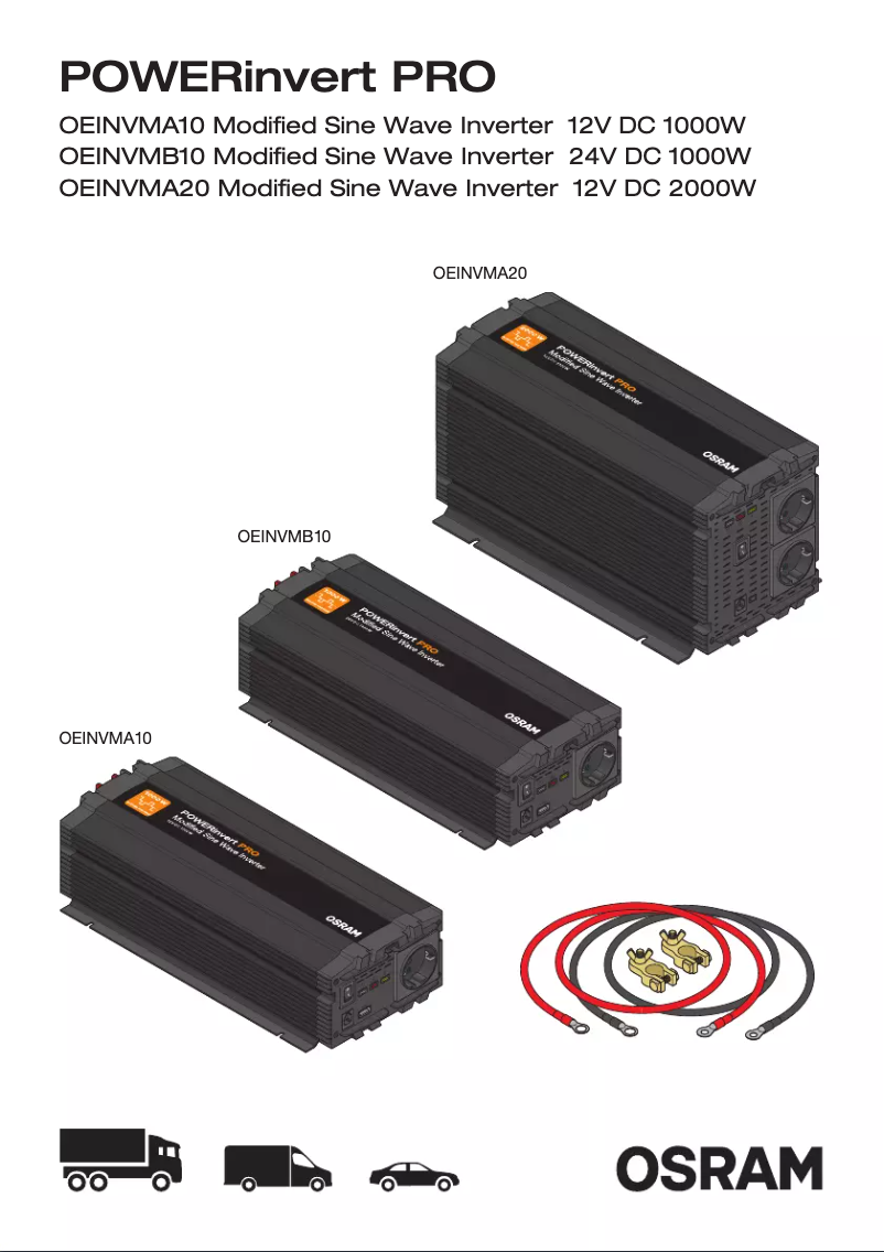 Page 1 de la notice Instructions / montage Osram Modified Sine Wave 12V DC 1000W