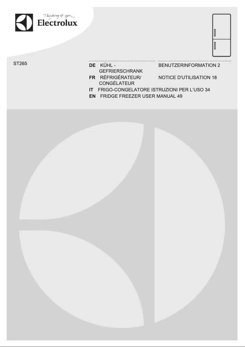 Page n°1 - Manuel utilisateur Electrolux ST265