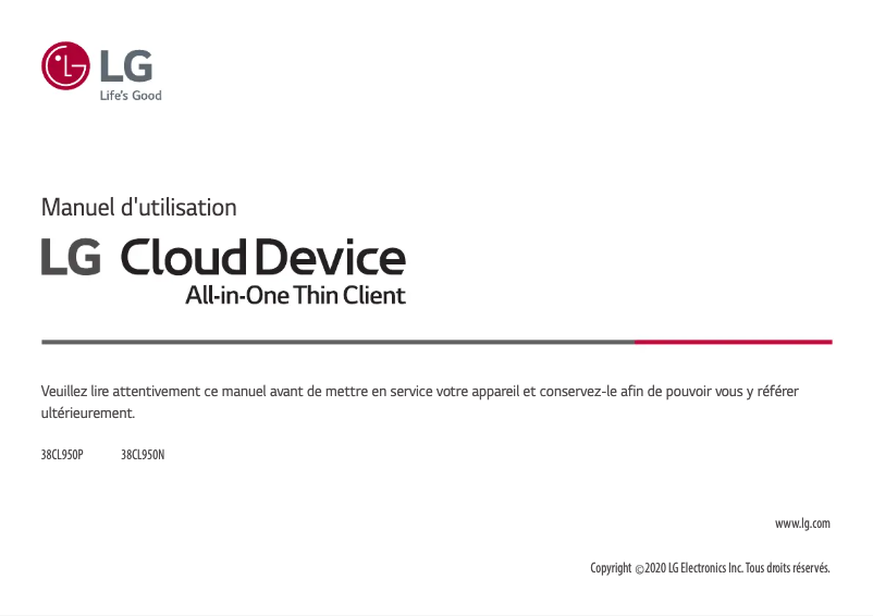 Page n°1 - Manuel utilisateur LG 38CL950P