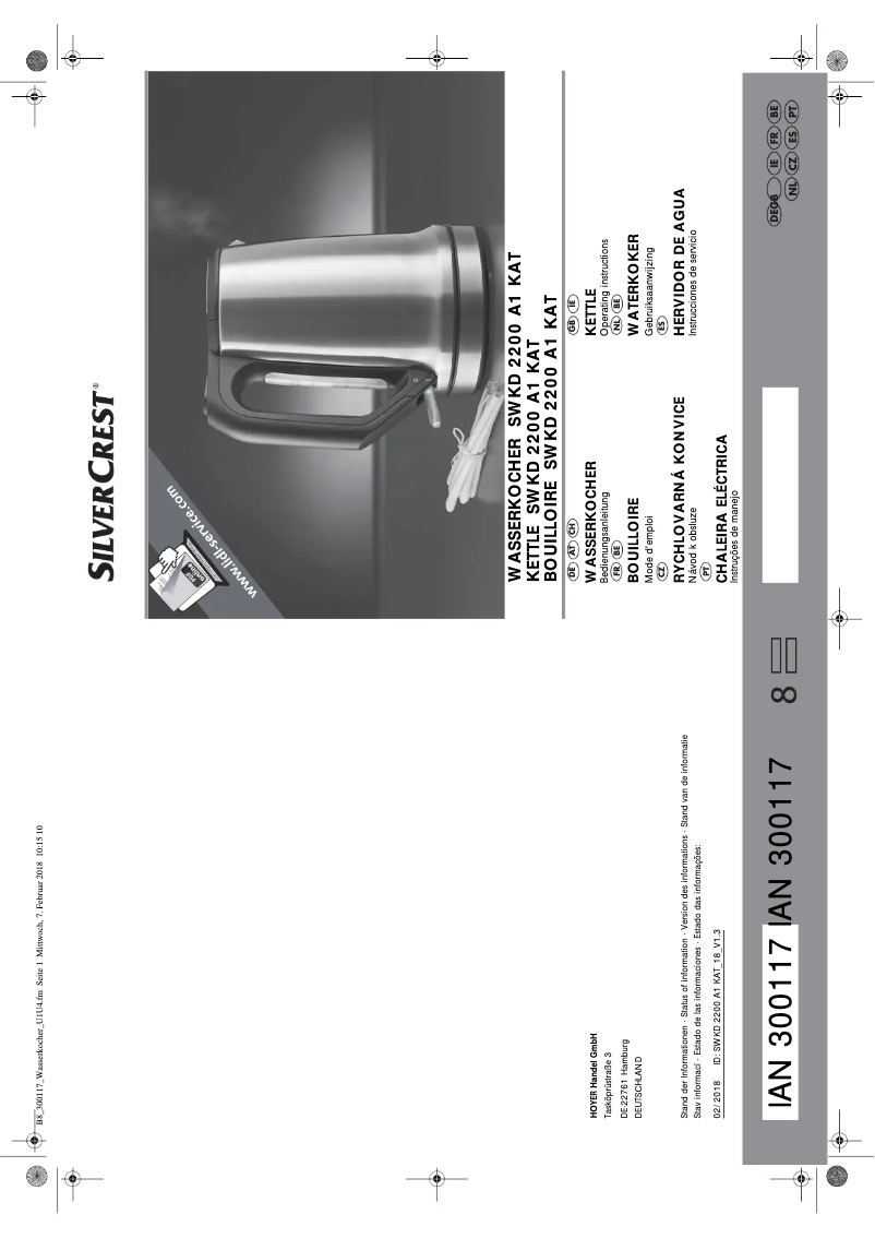 Image de la première page du manuel de l'appareil SWKD 2200 A1 KAT