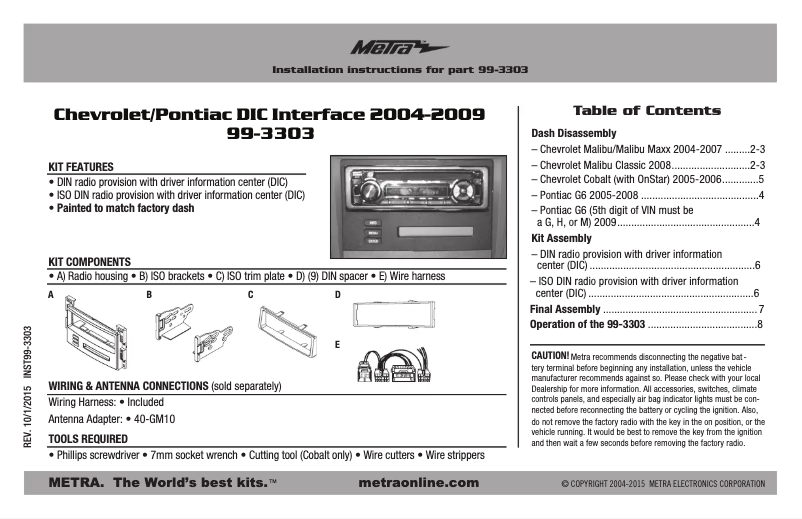 Image de la première page du manuel de l'appareil 99-3303