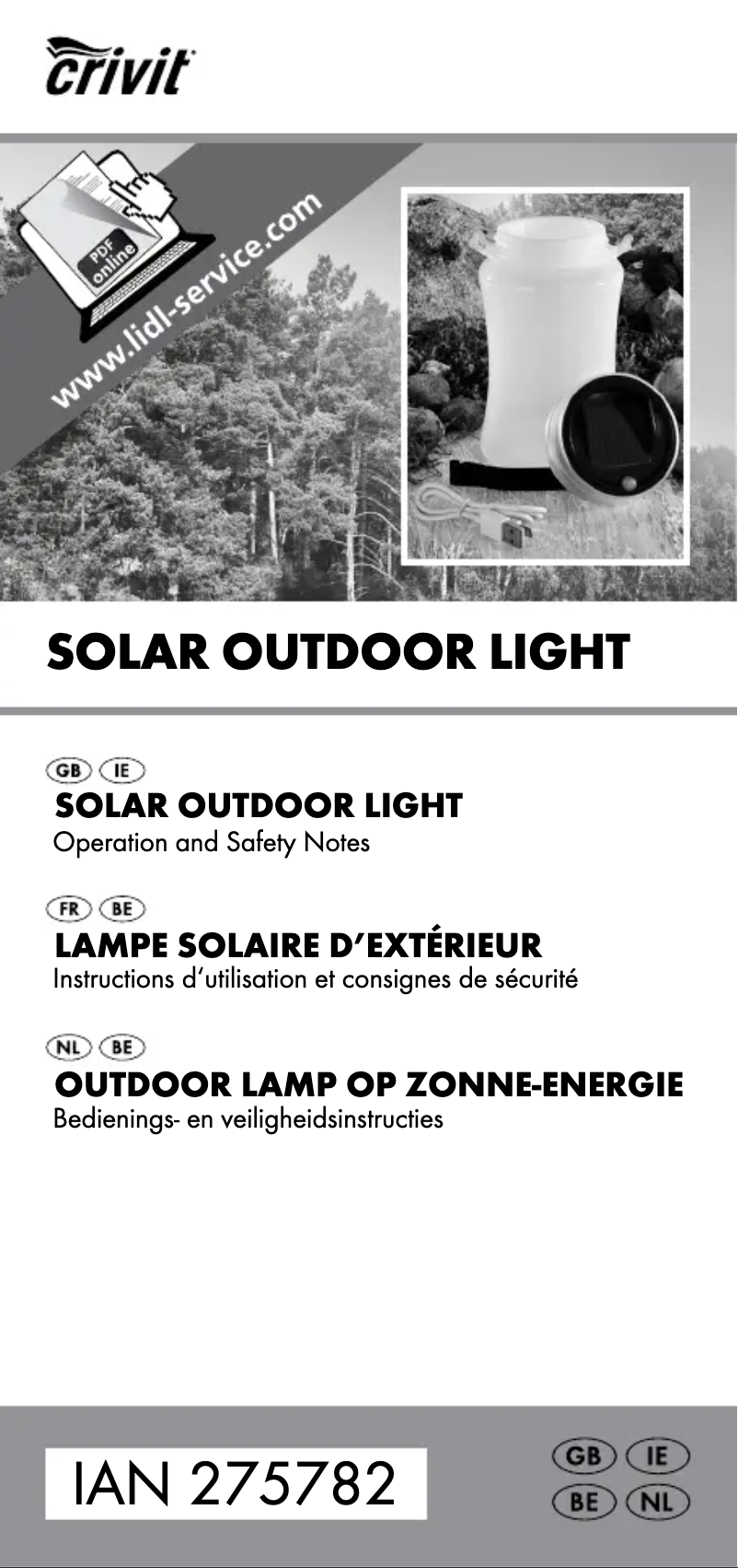 Page 1 de la notice Manuel utilisateur Crivit IAN 275782