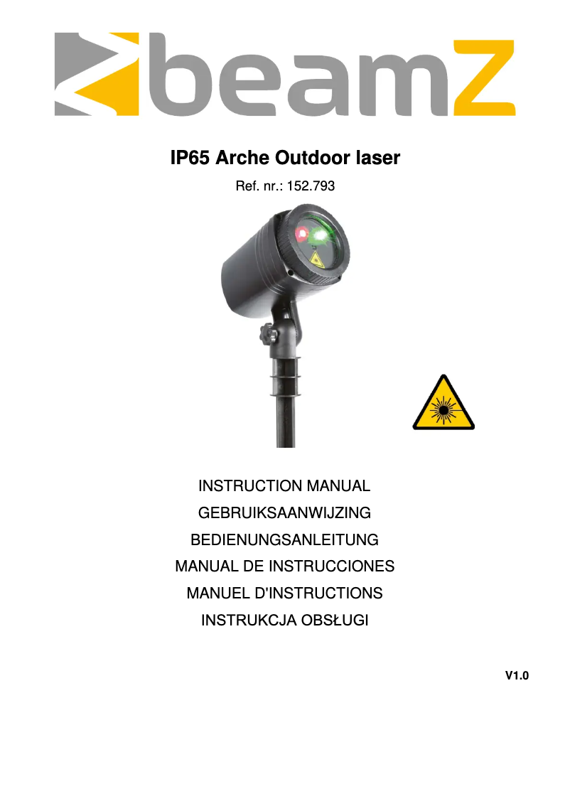 Image de la première page du manuel de l'appareil IP65 Arche Outdoor Laser