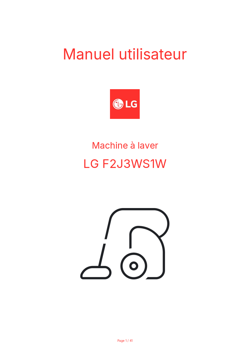 Page n°1 - Manuel utilisateur LG F2J3WS1W