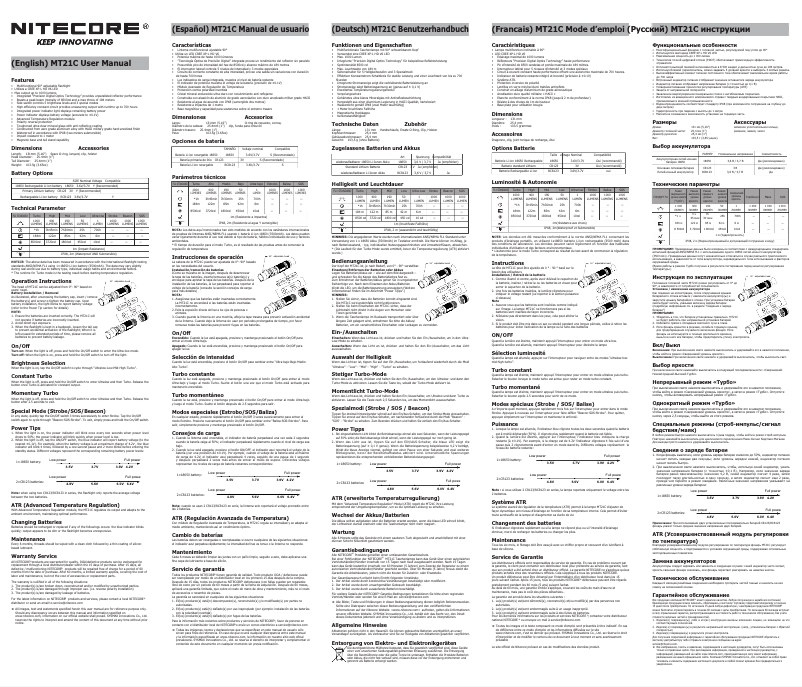 Page n°1 - Manuel utilisateur Nitecore MT21C