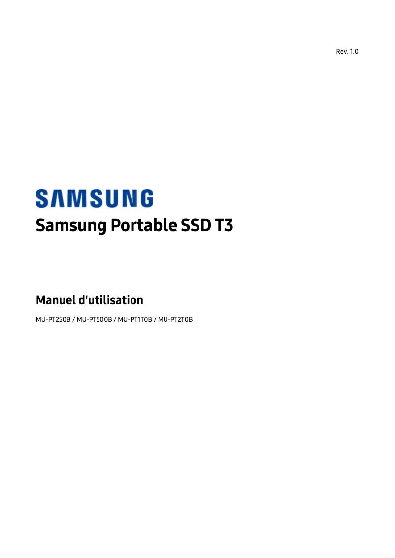 Page n°1 - Manuel utilisateur Samsung MU-PT1T0B
