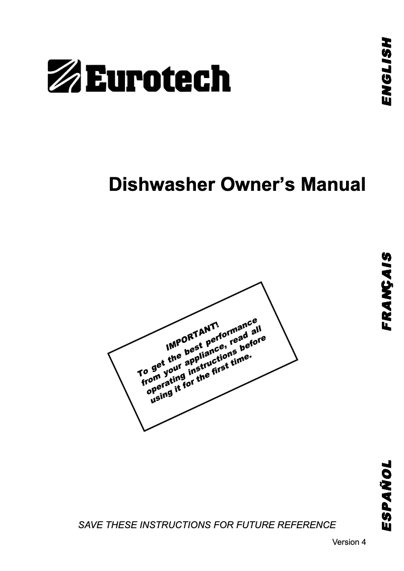 Page 1 de la notice Manuel d'utilisation et d'entretien Eurotech GSDA100KBB