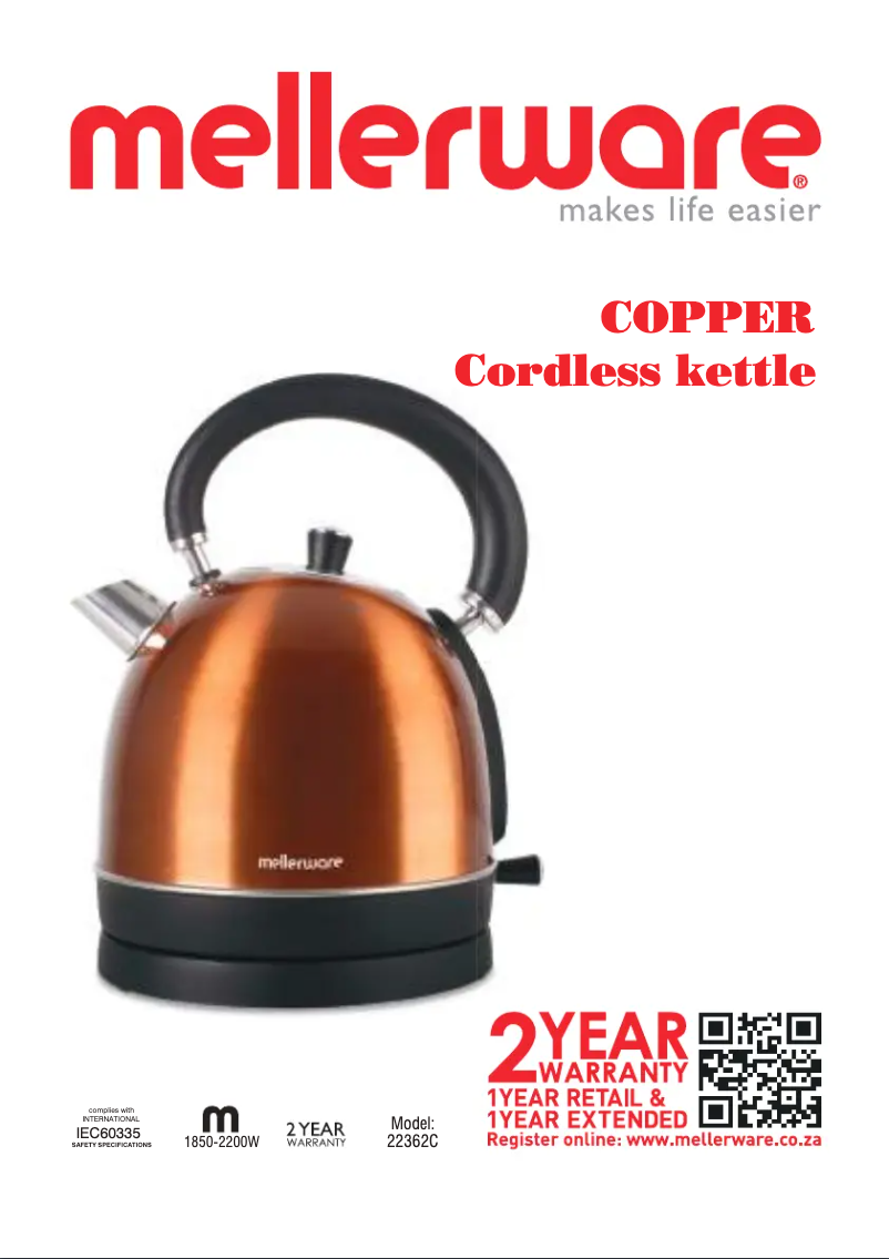 Page 1 de la notice Manuel utilisateur Mellerware Copper 46042CO