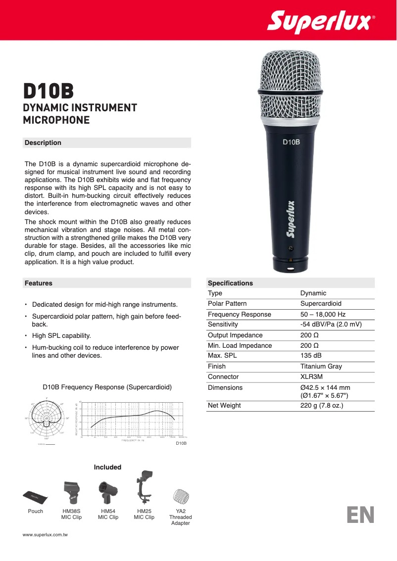 Page n°1 - Manuel utilisateur Superlux D10B