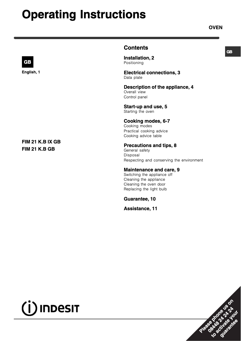 Image de la première page du manuel de l'appareil FIM 21 K.B IX GB