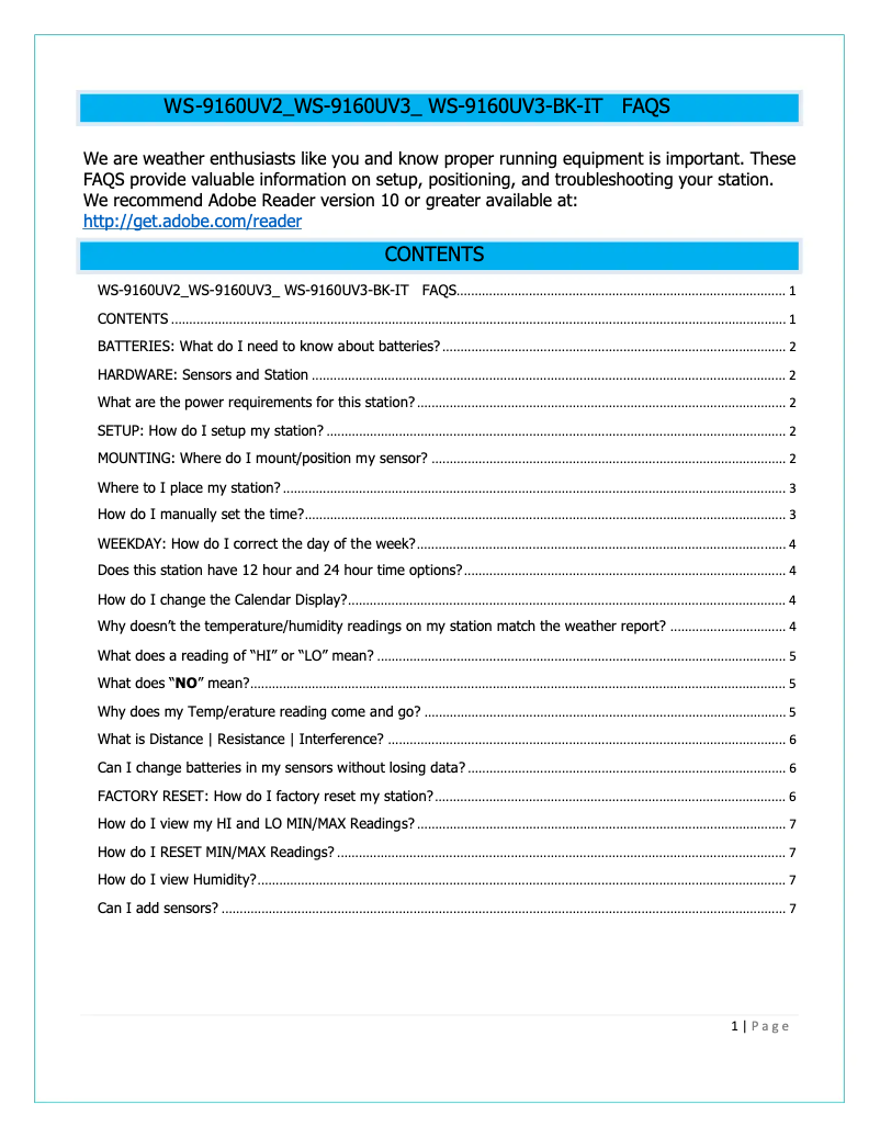 Page n°1 - FAQ La Crosse Technology 308-43647