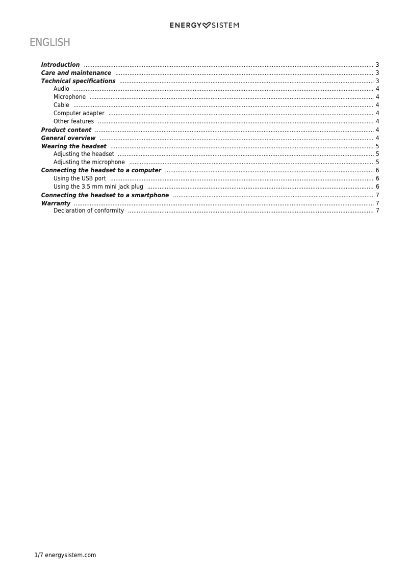 Page n°1 - Manuel utilisateur Energy Sistem Office 2+