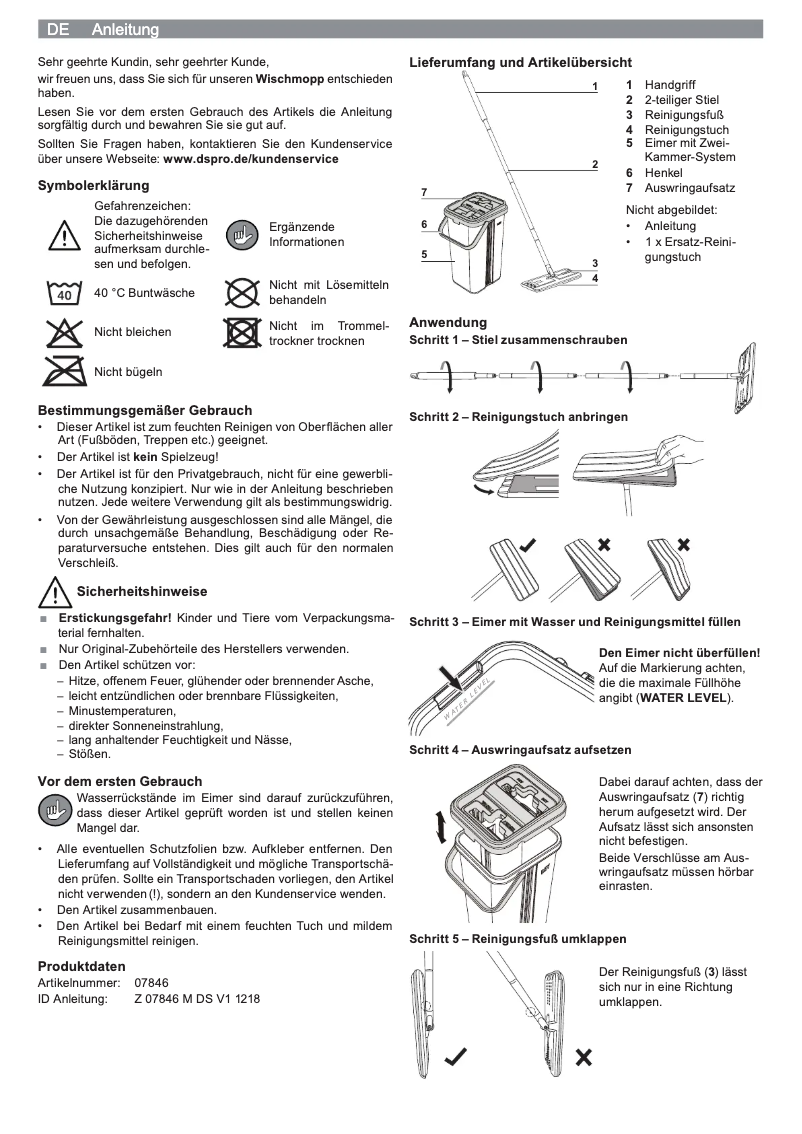 Page 1 de la notice Manuel utilisateur Cleanmaxx 07846