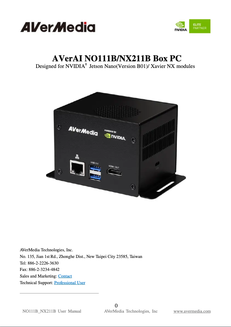 Page n°1 - Manuel utilisateur AVerMedia NO111B