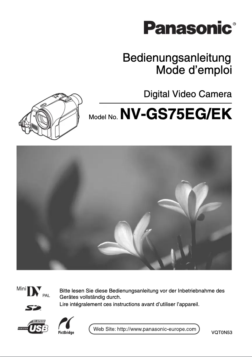 Image de la première page du manuel de l'appareil NV-GS70