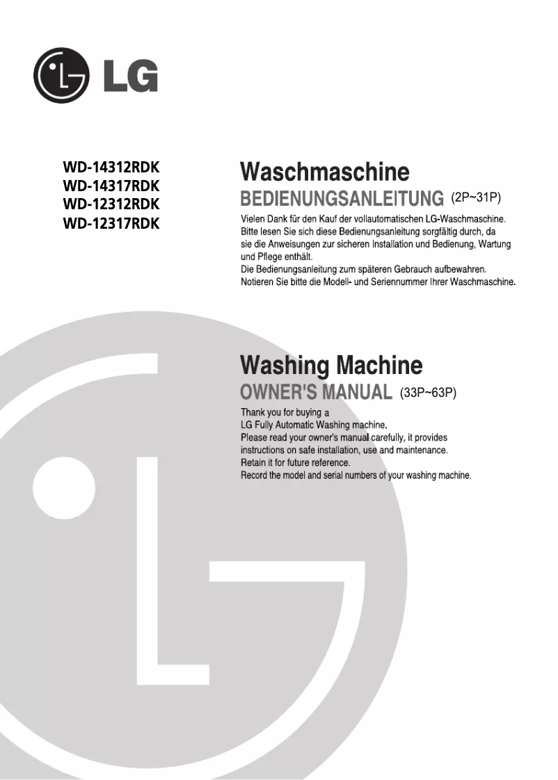 Page n°1 - Manuel utilisateur LG WD-12312